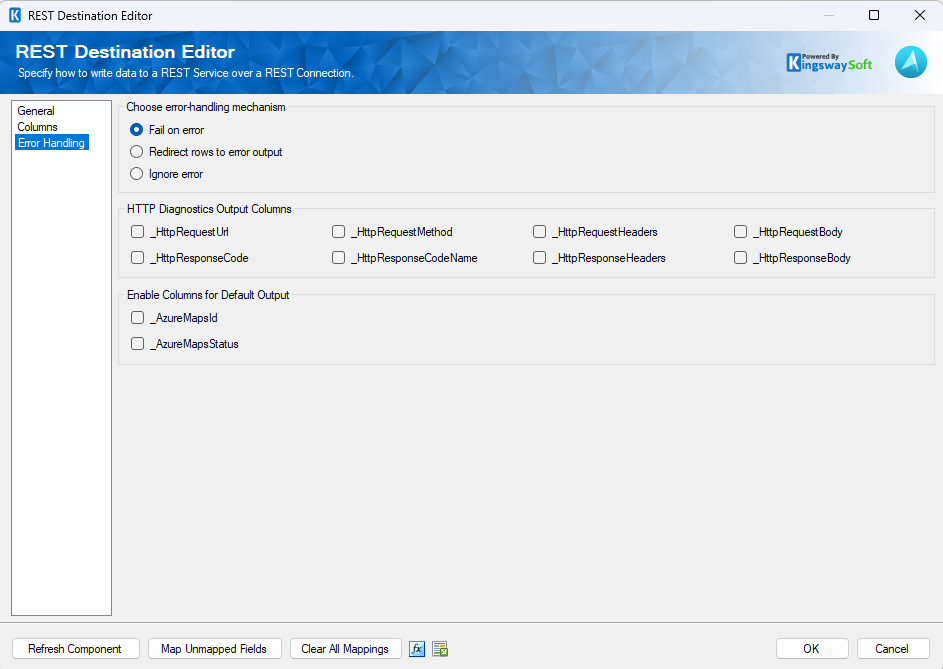 SSIS REST Azure Maps Destination - Error Handling